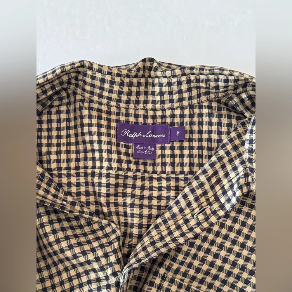 Ralph Lauren Purple Label Brown Check Dress Shirt - Picture 3 of 10